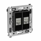 Avanti Компьютерная розетка RJ-45 без шторки в стену, кат.6А двойная экранированная, Черный квадрат