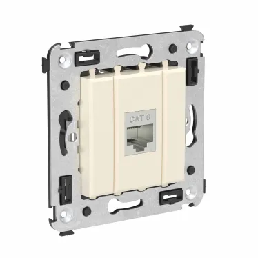 Avanti Компьютерная розетка RJ-45 без шторки в стену, кат.6 одинарная экранированная, Ванильная дымка