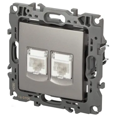 Розетка Серия 12 12-3108-16 информационная двойная 2XRJ45, титан