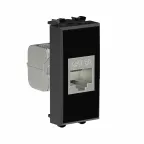 Avanti Компьютерная розетка RJ-45 без шторки модульная кат.6А экранированная Черный квадрат 1 модуль