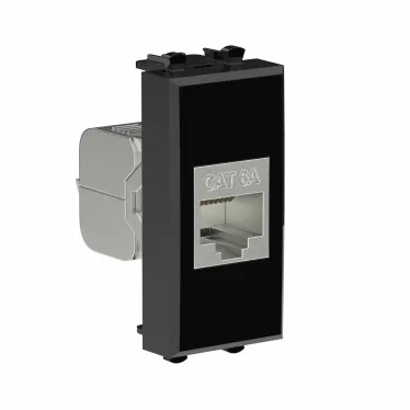 Avanti Компьютерная розетка RJ-45 без шторки модульная кат.6А экранированная Черный квадрат 1 модуль