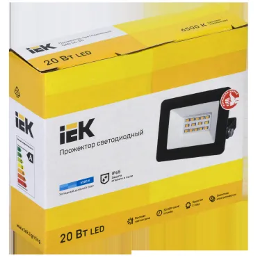 Прожектор СДО 06-20 светодиодный черный IP65 6500K IEK