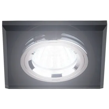 Светильник декор стекло квадрат MR16,12V/220V, 50W, хром/черный DK8 CH/BK