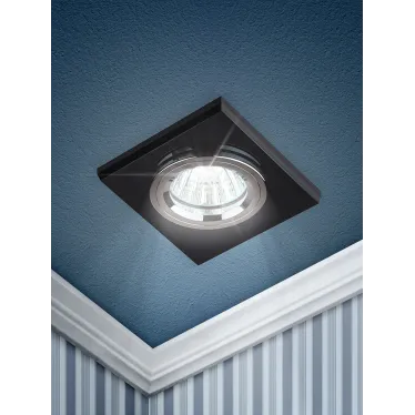 Светильник декор стекло квадрат MR16,12V/220V, 50W, хром/черный DK8 CH/BK