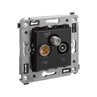 Avanti Розетка TV-FM-SAT в стену, Черный квадрат