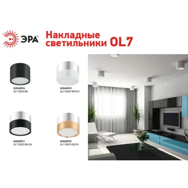 Светильник светодиодный накладной под лампу Gx53, алюминий, цвет черный+хром подсветка OL7 GX53 BK/CH
