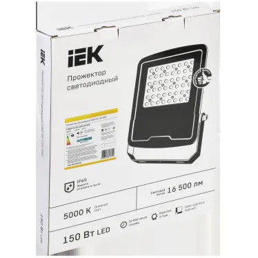 Прожектор светодиодный СДО 08-150 PRO 60град 5000К IP65 черный IEK