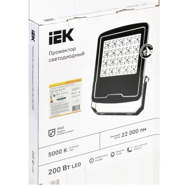 Прожектор светодиодный СДО 08-200 PRO 60град 5000К IP65 черный IEK