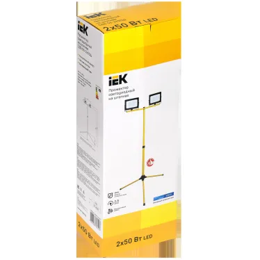 Прожектор светодиодный СДО 06-2x50Ш штатив 6500К IP65 черный IEK