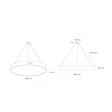 Светильник LED Geometria Ring SPO-132-W-40K-088 88Вт 4000К 6000Лм IP40 800*80 белый подвесной драйвер внутри