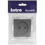 Розетка Intro Accent 6-201-07 , 2P, 16А-250В, IP20, СУ, графит