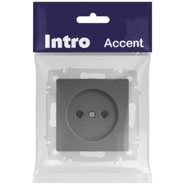 Розетка Intro Accent 6-201-07 , 2P, 16А-250В, IP20, СУ, графит
