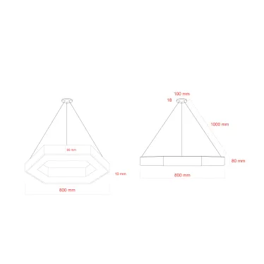 Светильник LED Geometria Hexagon SPO-124-W-40K-051 51Вт 4000К 800*800*80 белый подвесной драйвер внутри
