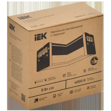Светильник LED L-образн. 1010 8Вт 4000К 117х117мм чер. IEK