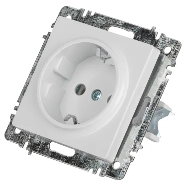 Розетка Intro Accent 6-202-01 2P+E Schuko, 16А-250В, IP20, СУ, AL/CU, белый