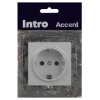 Розетка Intro Accent 6-202-01 2P+E Schuko, 16А-250В, IP20, СУ, AL/CU, белый
