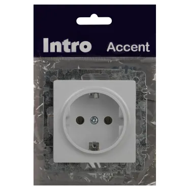 Розетка Intro Accent 6-202-01 2P+E Schuko, 16А-250В, IP20, СУ, AL/CU, белый
