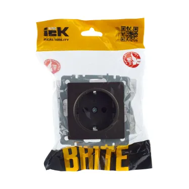 BRITE Розетка с заземлением с защитными шторками 16А РС14-1-0-БрТБ темная бронза