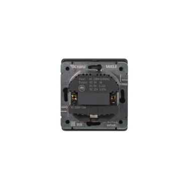 Розетка ROUND одинарная с/з скрытой установки з/ш 16А с USB A+C быстрой зарядки 5В/3А механизм титан