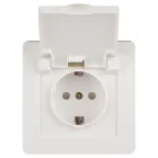 Розетка Intro 7-209-01 Style 2P+E Schuko с крышкой штор., 16А-250В, IP44, СУ, белый