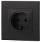 Розетка 2P+E Schuko, 16А-250В, Эра Elegance, антрацит, 14-2101-05
