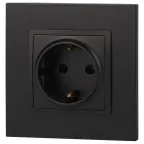 Розетка 2P+E Schuko, 16А-250В, Эра Elegance, антрацит, 14-2101-05