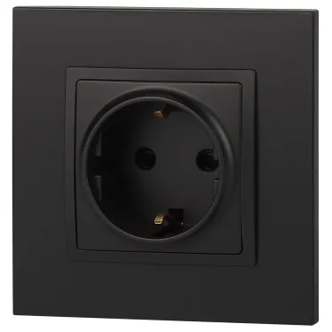 Розетка 2P+E Schuko, 16А-250В, Эра Elegance, антрацит, 14-2101-05