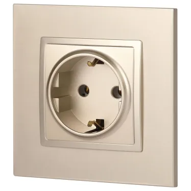 Розетка 2P+E Schuko, 16А-250В, Эра Elegance, шампань, 14-2101-04