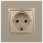 Розетка 2P+E Schuko со шторками, 16А-250В, Эра Elegance, шампань, 14-2102-04