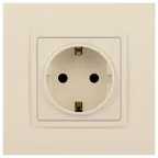 Розетка 2P+E Schuko со шторками, 16А-250В, Эра Elegance, сл.кость, 14-2102-02