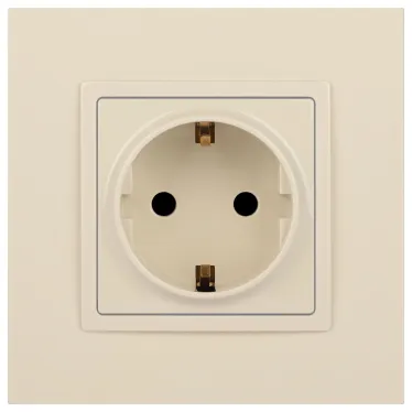 Розетка 2P+E Schuko со шторками, 16А-250В, Эра Elegance, сл.кость, 14-2102-02