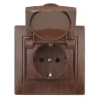 Розетка 2P+E Schuko с крышкой, 16А-250В, СУ, Plano, венге, 1-203-10
