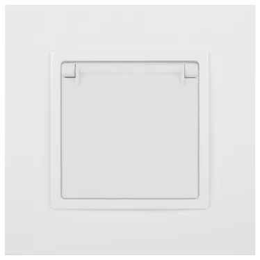 Розетка 2P+E Schuko со шторками с крышкой, 16А-250В, Эра Elegance, белый, 14-2103-01