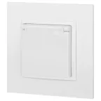 Розетка 2P+E Schuko со шторками с крышкой, 16А-250В, Эра Elegance, белый, 14-2103-01