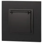 Розетка 2P+E Schuko со шторками с крышкой, 16А-250В, Эра Elegance, антрацит, 14-2103-05
