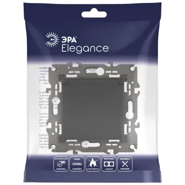 Розетка 2P+E Schuko со шторками с крышкой, 16А-250В, Эра Elegance, антрацит, 14-2103-05