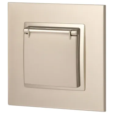 Розетка 2P+E Schuko со шторками с крышкой, 16А-250В, Эра Elegance, шампань, 14-2103-04