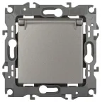 Розетка Серия 12 12-2103-16 , 2P+E Schuko со шторками с крышкой, 16А-250В, титан