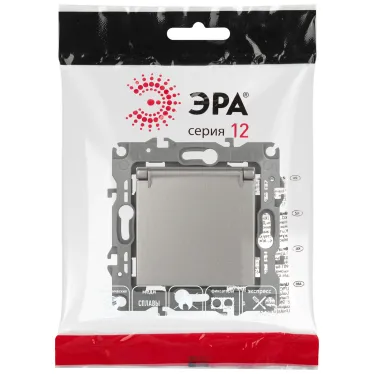 Розетка Серия 12 12-2103-16 , 2P+E Schuko со шторками с крышкой, 16А-250В, титан