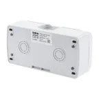 Розетка Intro Atlantic 5-204-03 двойная с заземлением 2х2P+E Schuko шторки, 16А-250В, IP54, открытой установки, серый