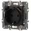 Розетка 2P+E 16A-250В, штор. с 2xUSB 5В-3А, Эра Elegance, антрацит 14-4109-05