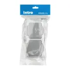 Розетка Intro Atlantic 5-203-03 двойная с заземлением 2х2P+E Schuko, 16А-250В, IP54, открытой установки, серый