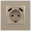 Розетка 2P+E 16A-250В, штор. с 2xUSB 5В-3А, Эра Elegance, шампань 14-4109-04