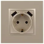Розетка 2P+E 16A-250В, штор. с 2xUSB 5В-3А, Эра Elegance, шампань 14-4109-04