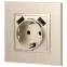 Розетка 2P+E 16A-250В, штор. с 2xUSB 5В-3А, Эра Elegance, шампань 14-4109-04