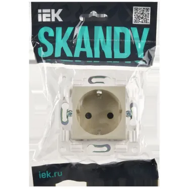 SKANDY Розетка с заземлением с защитными шторками 16А SK-R04B бежевый IEK