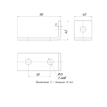 STRUT-пластина угловая 90гр. 3 отверстия HDZ