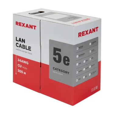 Витая пара U/UTP 4PR 24AWG CAT5e бухта 305м