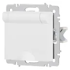 Розетка Intro Accent 6-203-01М 2P+E Schuko с крышкой, 16А-250В, IP20, СУ, белый матовый