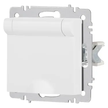 Розетка Intro Accent 6-203-01М 2P+E Schuko с крышкой, 16А-250В, IP20, СУ, белый матовый